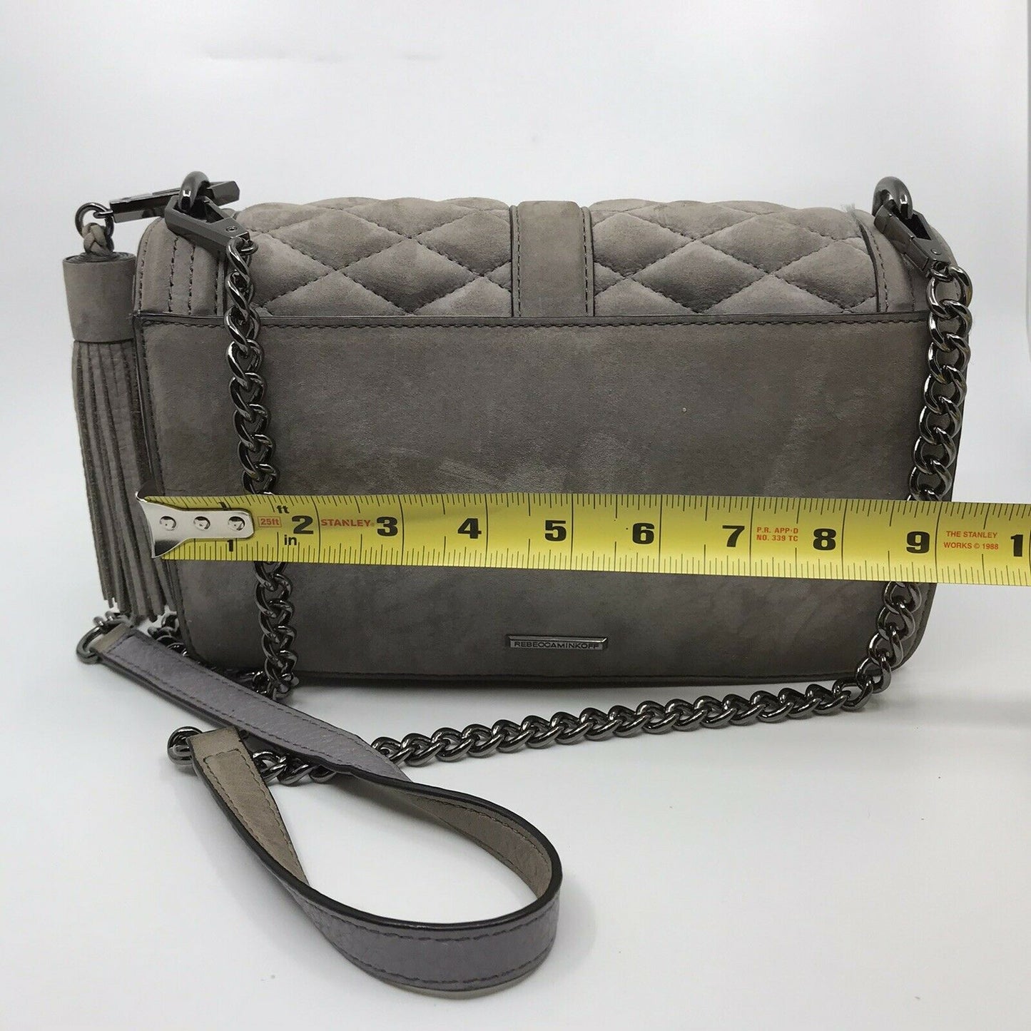 REBECCA MINKOFF Grey Suede Crossbody Chevron bag
