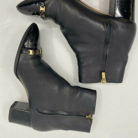 Msrp$730 SALVATORE FERRAGAMO Booties W/ Gold signa