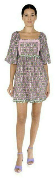 Nicole Miller Multicolor New Peasant Small Msrp Short Casual Dress