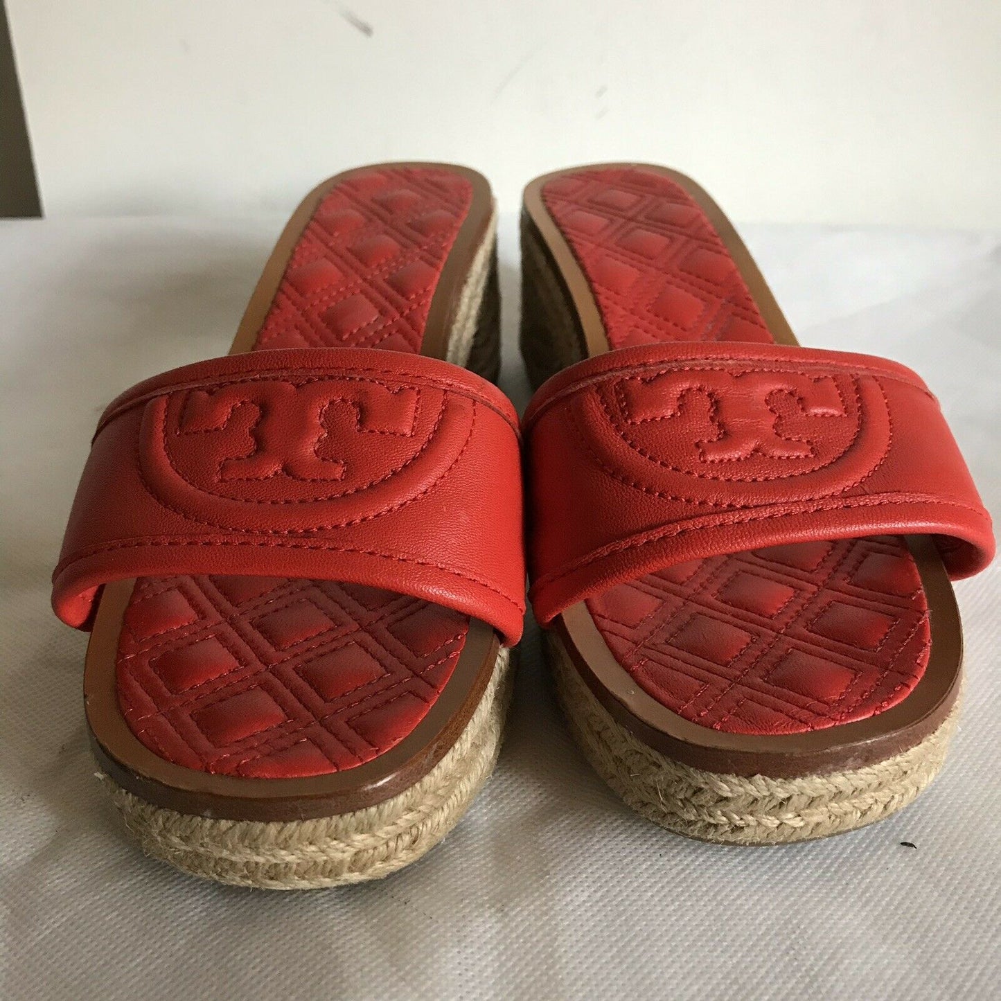 TORY BURCH Orange lamb Leather Slip On Sandals 6.5