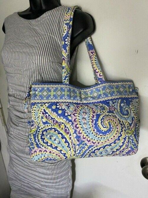 Vera Bradley Large Quilted Blue Purple Yellow White Shoulder Bag