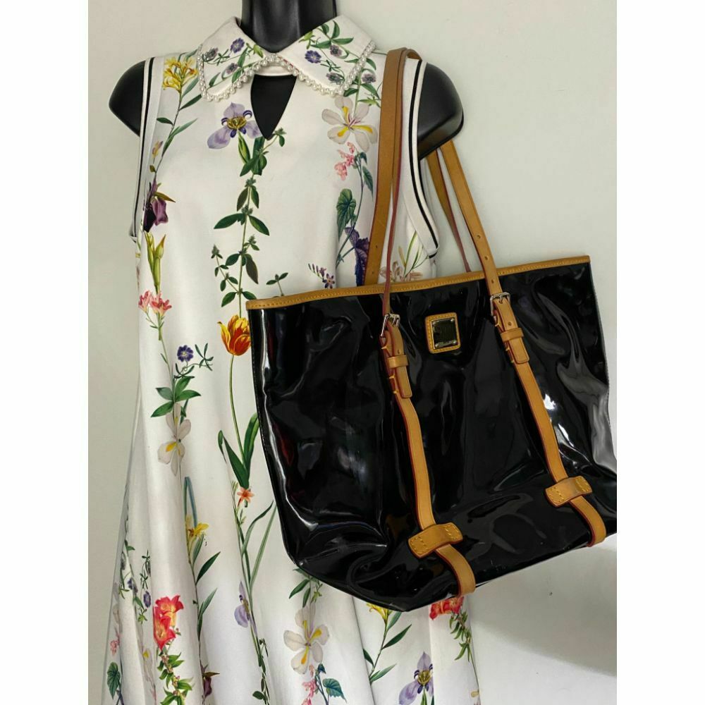 DOONEY & BOURKE Black Tan Patent Leather Tote Bag