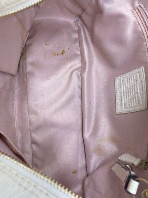 coach w w detachable specialty tie accent cream shoulder bag