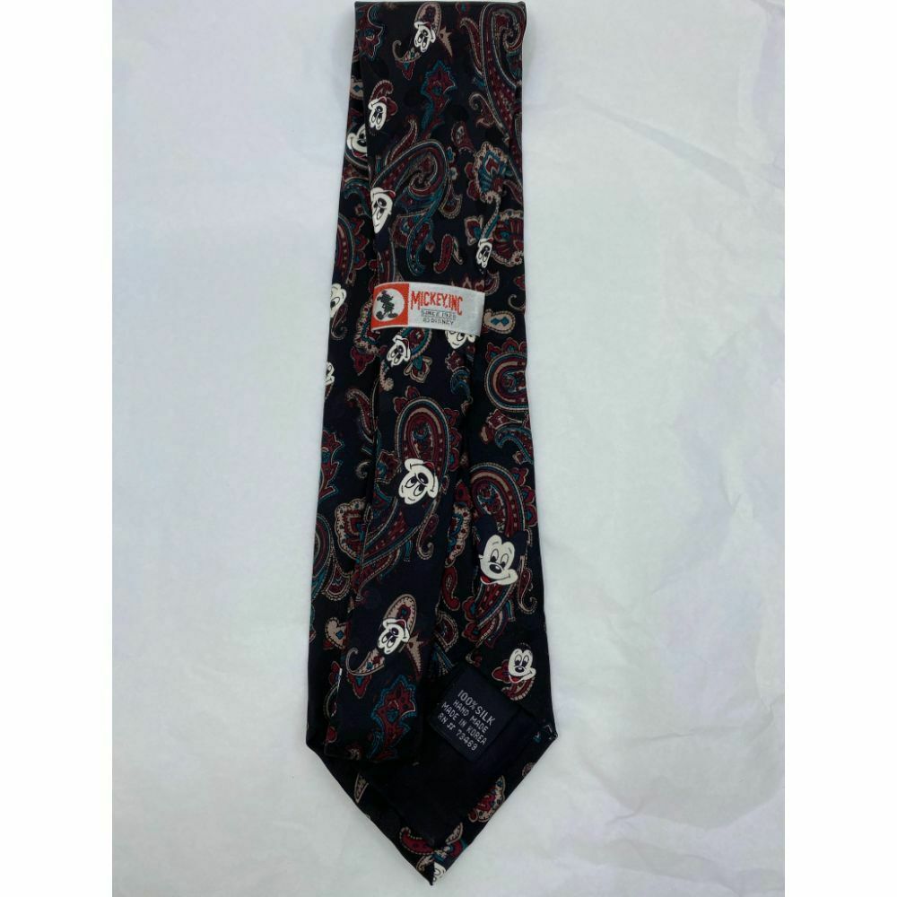 New! MICKEY MOUSE Disney Neck Tie Black Red White 100% Silk Handmade