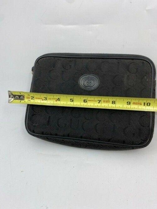 gucci vintage black fabric clutch
