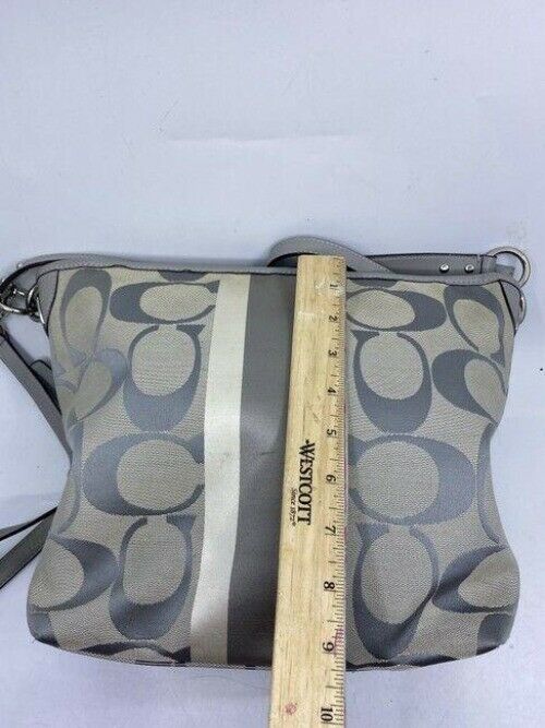 coach medium size gray jacquard fabric cross body bag