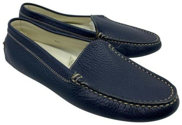 tod s navy leather classic loafers flats size us