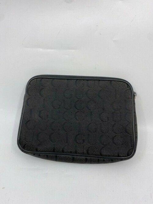 gucci vintage black fabric clutch