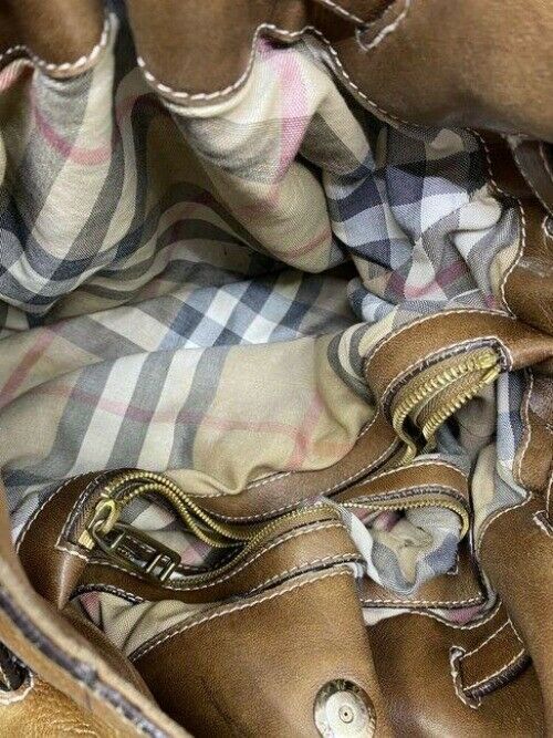 burberry vintage classic brown leather hobo bag
