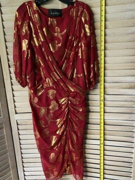 nicole miller red gold msrp long casual maxi dress