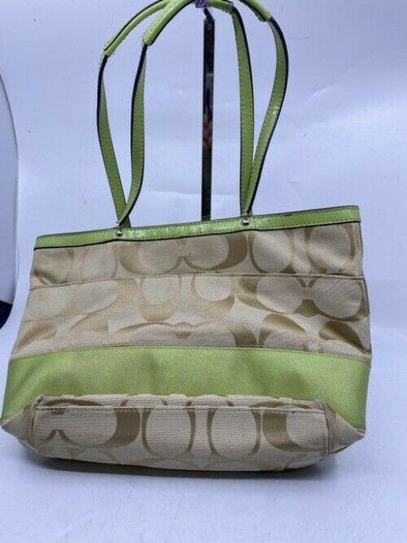 Coach Shopper Green Fabric Shoulder Bag