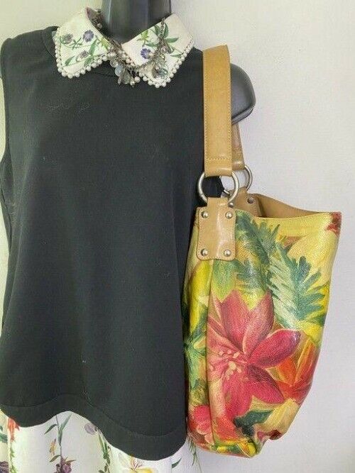maurizio taiuti yellow green tan shoulder bag