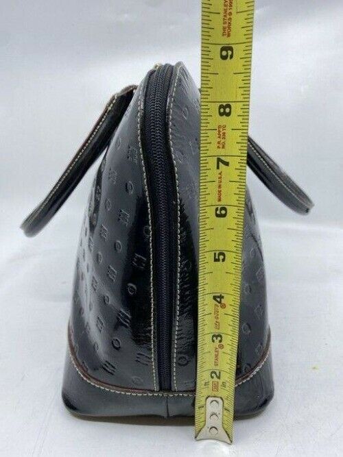 arcadia handbag made in italy black patent leather tote