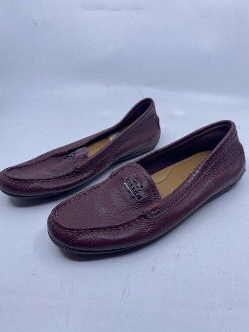 Coach Maroon Leather Slip On Flats Size Us