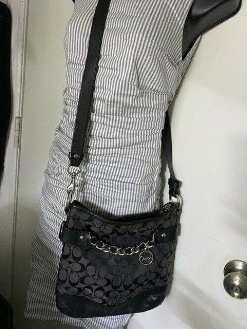 Coach Black Gray Fabric Cross Body Bag
