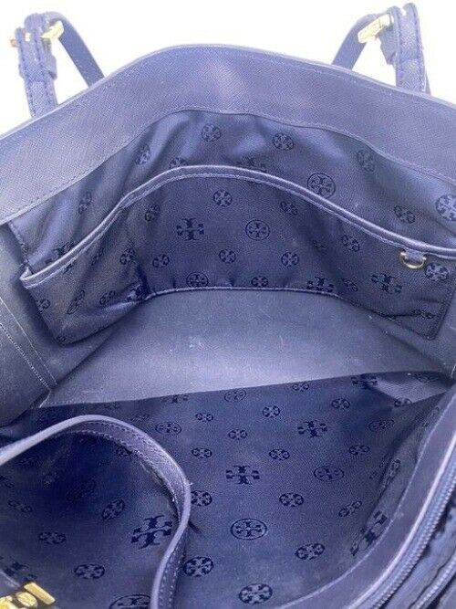 Tory Burch Padded Laptop Zip Black Leather Shoulder Bag