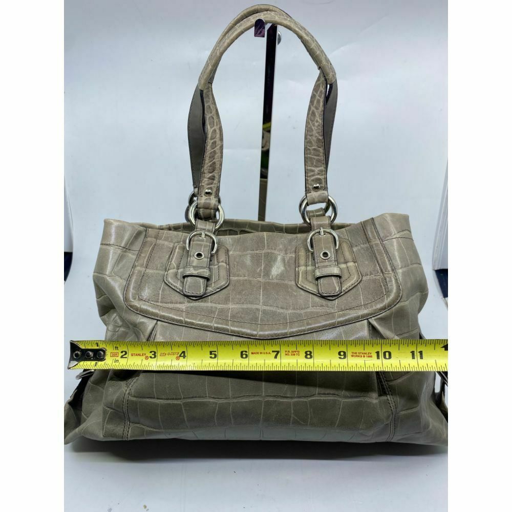COACH Animal Embossed Leather Gray Shoulder Bag Amazing!