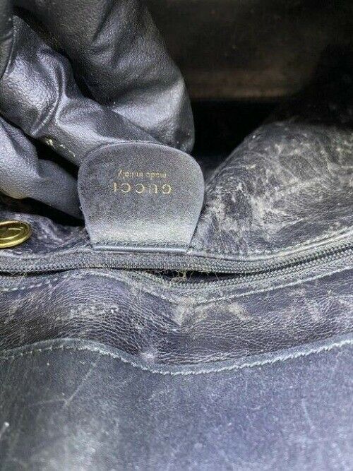 gucci xl vintage black leather hobo bag