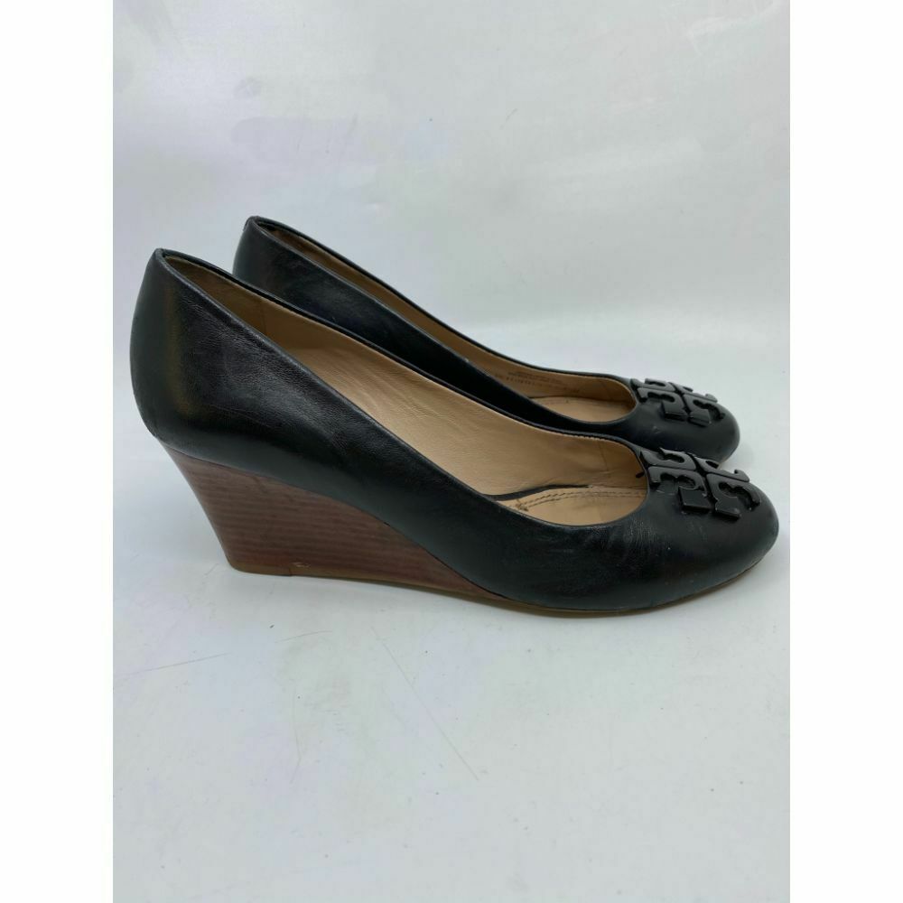 TORY BURCH Black Tan Flat Wedges Shoes Size 8.5