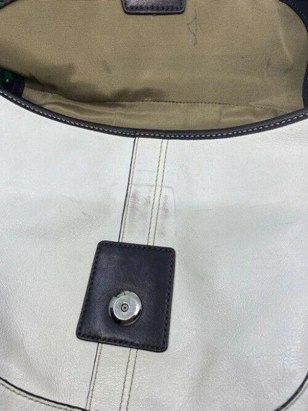 coach medium bag handbag white black leather shoulder bag
