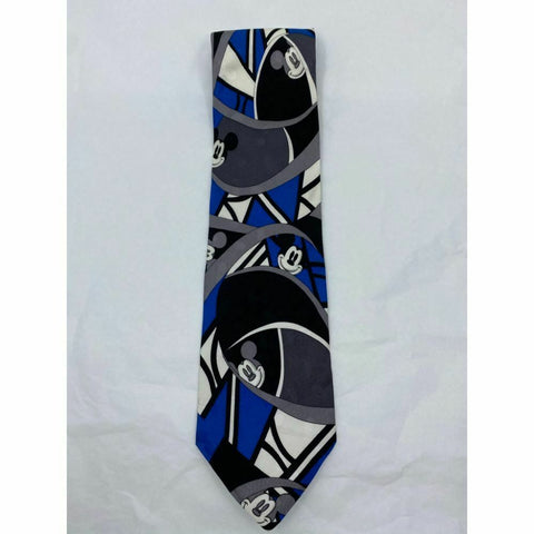 New! MICKEY MOUSE Disney Neck Tie Blue Black White 100% Silk Handmade