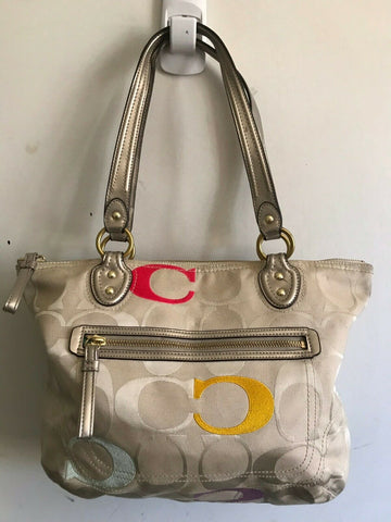 COACH Medium Interwoven Jacquard Bag - Tan