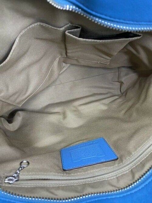coach large blue leather shoulder bag
