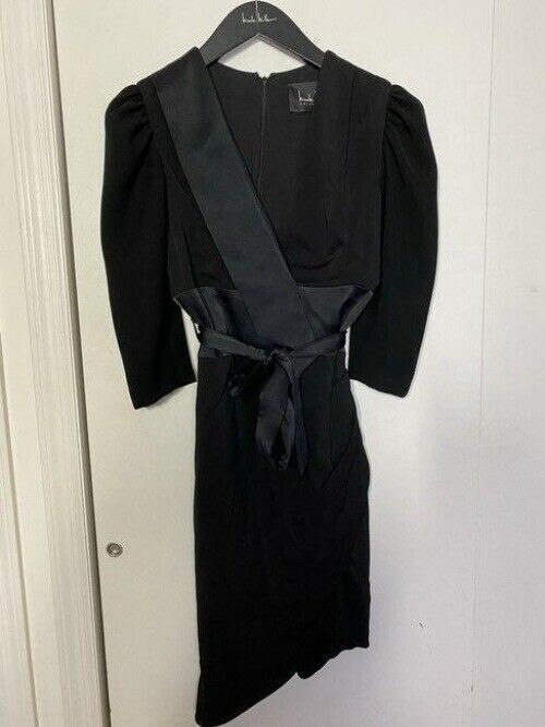 nicole miller black w new wrap around puff sleeves msrp