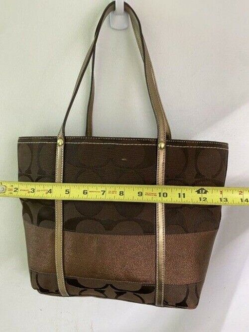 coach bag large brown fabric tote
