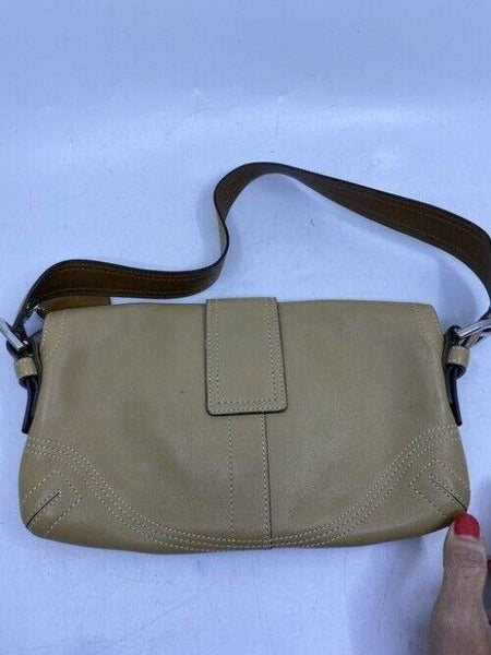 coach mini purse tan leather hobo bag