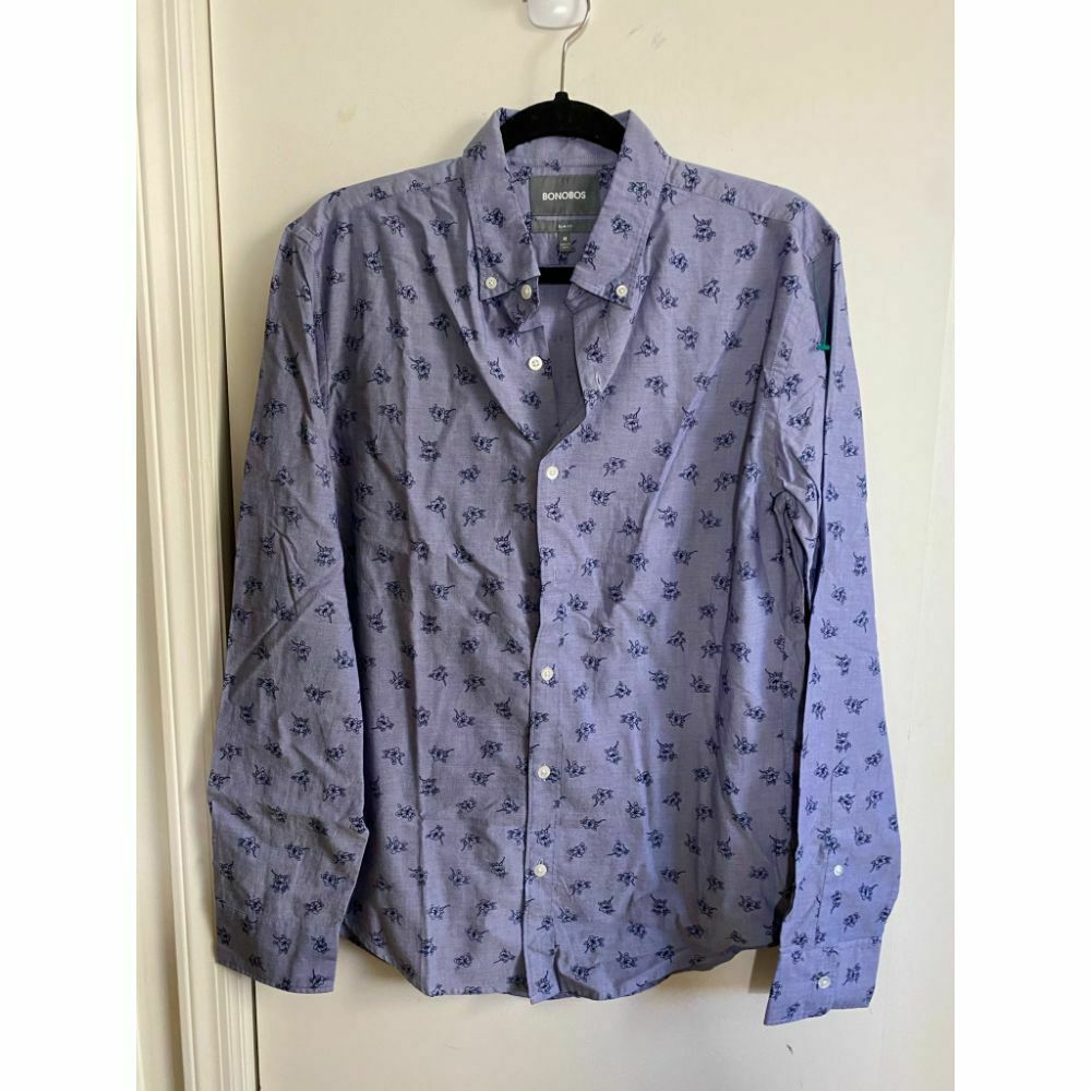 BONOBOS Purple Printed Long Sleeve Button Down Shirt Size M