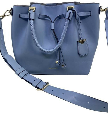Michael Kors Bucket Blakely Blue Leather Cross Body Bag