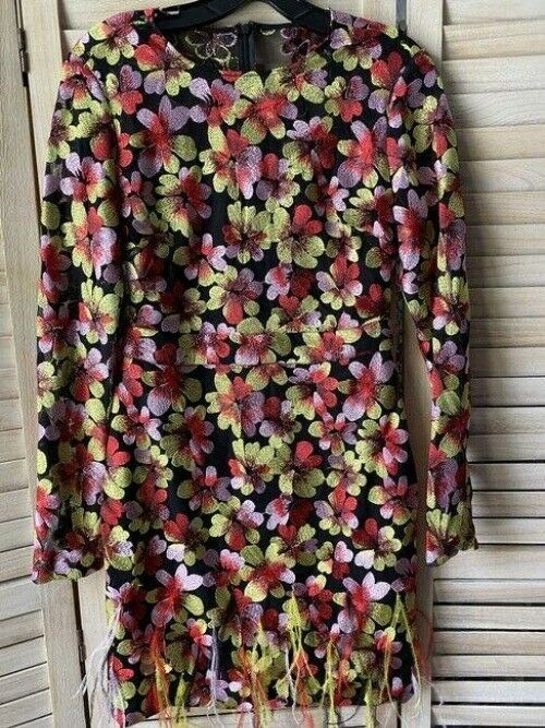 Nicole Miller Black Coral Green Msrp Short Casual Dress