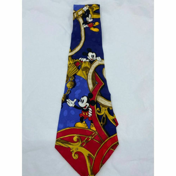 MICKEY MOUSE Disney Neck Tie Blue Red Orange Hand Made 100% Silk