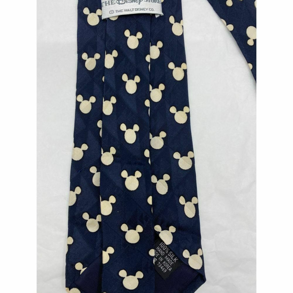 New! MICKEY MOUSE Disney Neck Tie Blue Cream 100% Silk Handmade