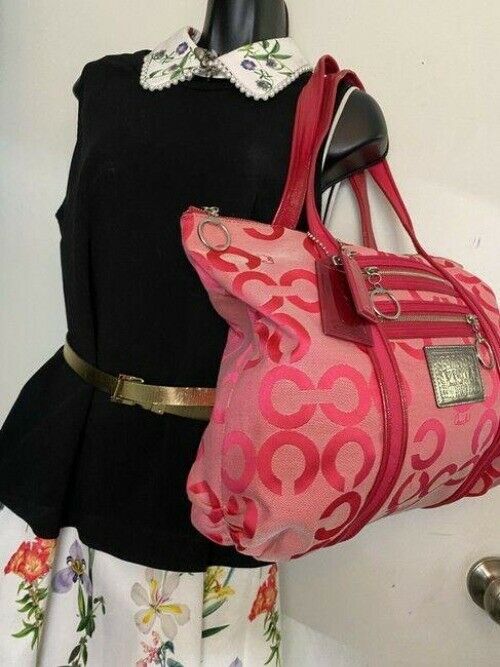 coach shopping xl pink fabric tote