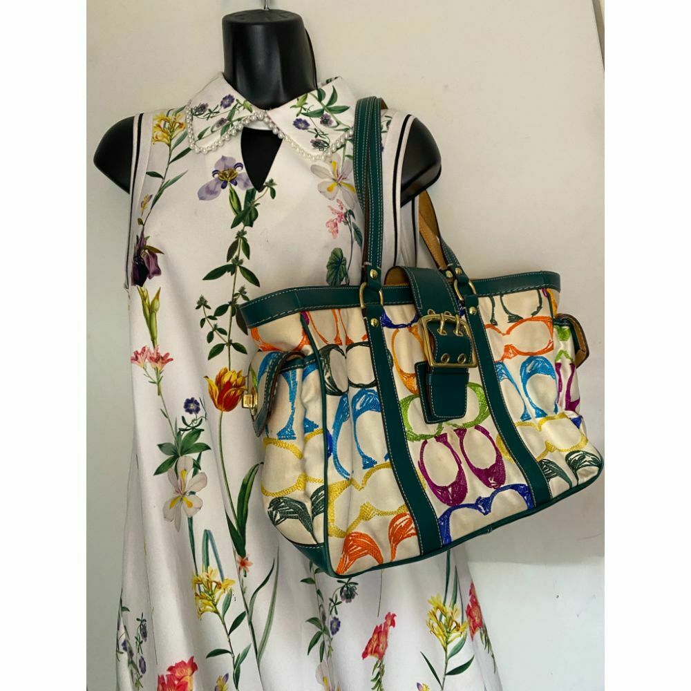 Coach Women's Large Multicolor Fabric Tote Bag