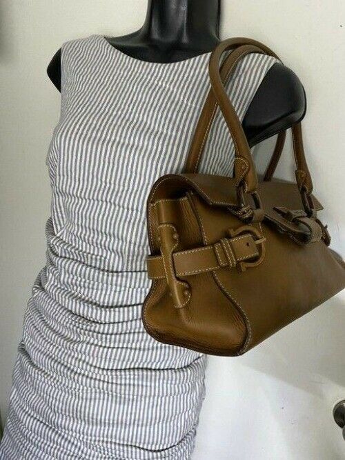 salvatore ferragamo vintage tan leather shoulder bag