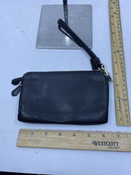 coach double zip like black wristlet