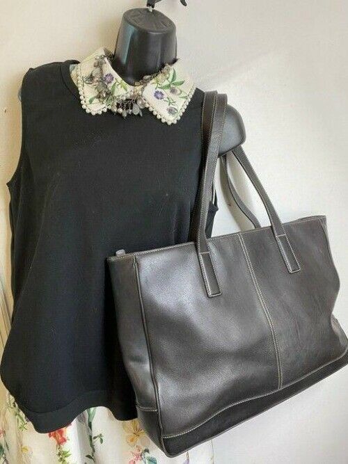 coach bag xl vintage black leather tote