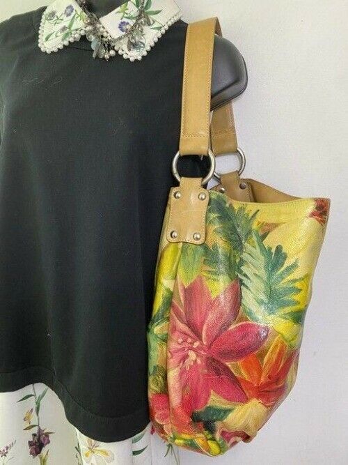 maurizio taiuti yellow green tan shoulder bag