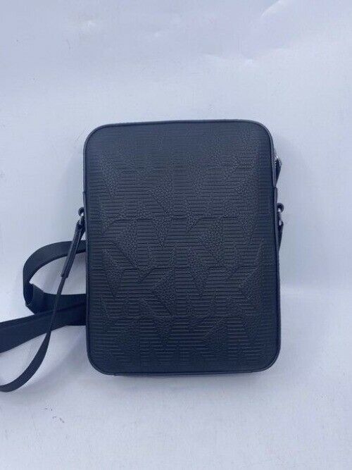 Michael Kors Cooper Logo Flight Black Camellia Matte Leather Cross Body Bag