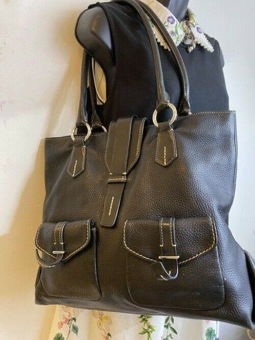tumi bag xl very good black leather tote