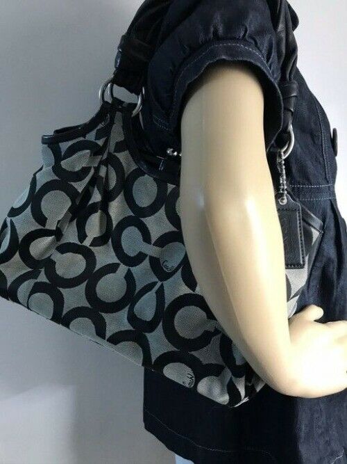 Coach Triple Compartment Style Large Blackgray Fabric Tote