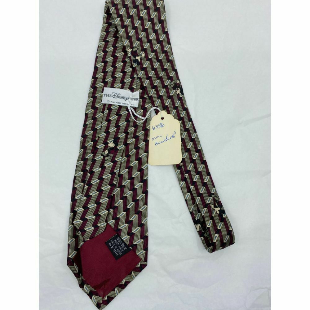 MICKEY MOUSE Disney Neck Tie Red Green Hand Made 100% Silk