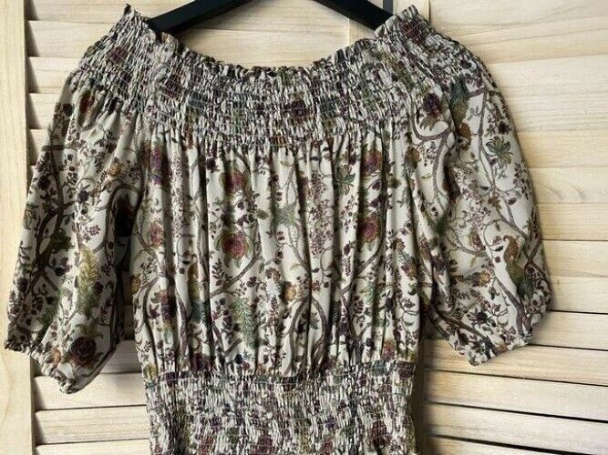 Nicole Miller Multicolor New Floral Smocking Msrp Mid Length Short Casual Dress