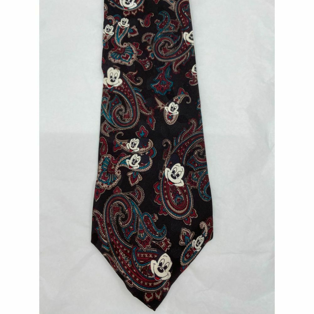 New! MICKEY MOUSE Disney Neck Tie Black Red White 100% Silk Handmade
