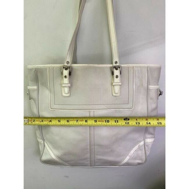 COACH XL White Leather Shopping Tote Bag