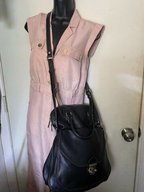 Dolce And Gabbana Miss Catch Fold Over Tote Black Leather Cross Body Bag