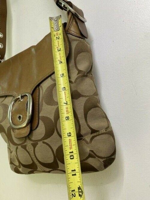coach beige brown jacquard fabric cross body bag